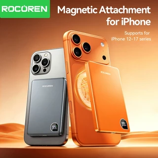 Rocoren Magnetic Wireless Power Bank 10000mAh จอแสดงผลดิจิตอล Powerbank 5000mAh Ultra Thin แบบพกพา Wireless Charger แบตเตอรี่สําหรับ iPhone 17 16 Pro Max