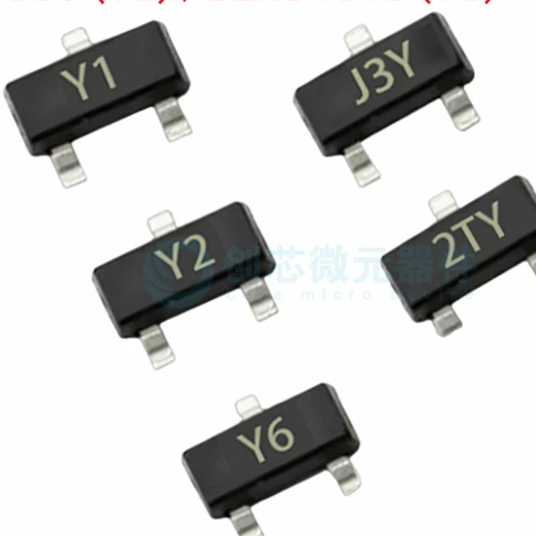 50pcs Patch Triode S8050 J3Y S8550 2TY SS8050 Y1 SS8550 Y2 SOT-23 ทรานซิสเตอร์พลังงานต่ํา MMBT3906 MMBT3904 การพิมพ์หน้าจอ 2A 1MA