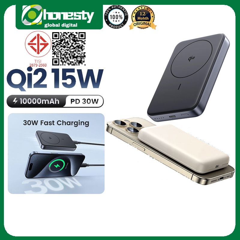 GREEN Qi2 15W Power Bank 10000mAh Magnetic Wireless Powerbank แบบพกพา Fast Charger