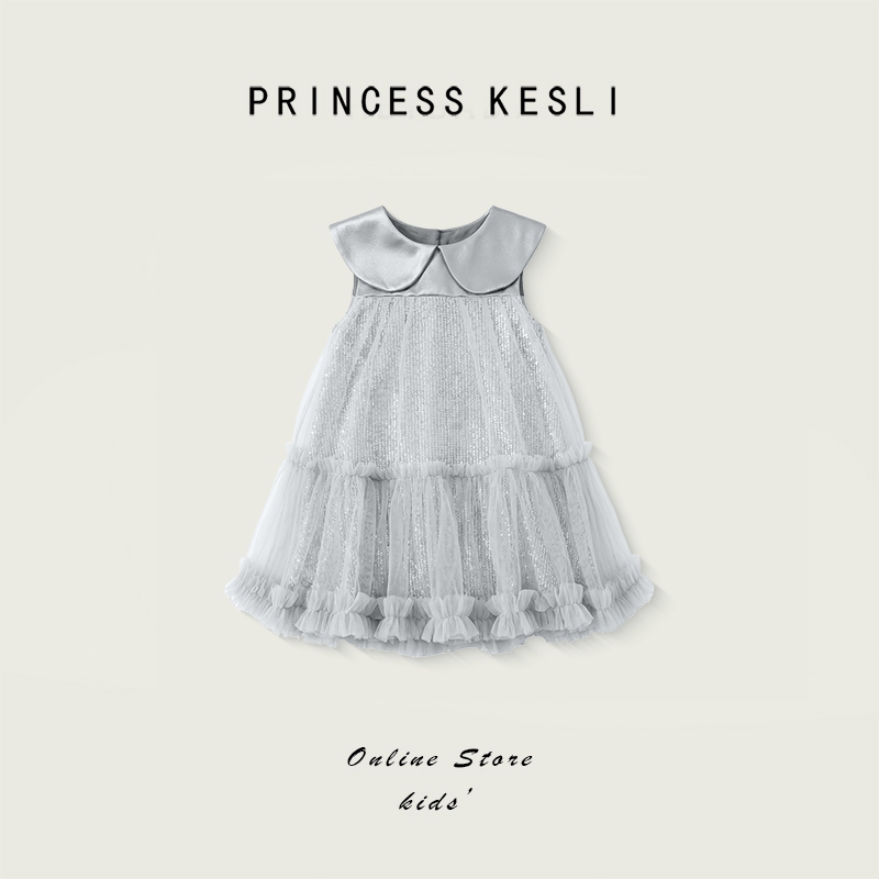 PrincessKesli ชุดเดรสเด็กผู้หญิง ชุดสาวเกาหลี ชุดเจ้าหญิง แขนกุด ชุดเดรสวันเกิดเด็กหญิง 2-12ปี