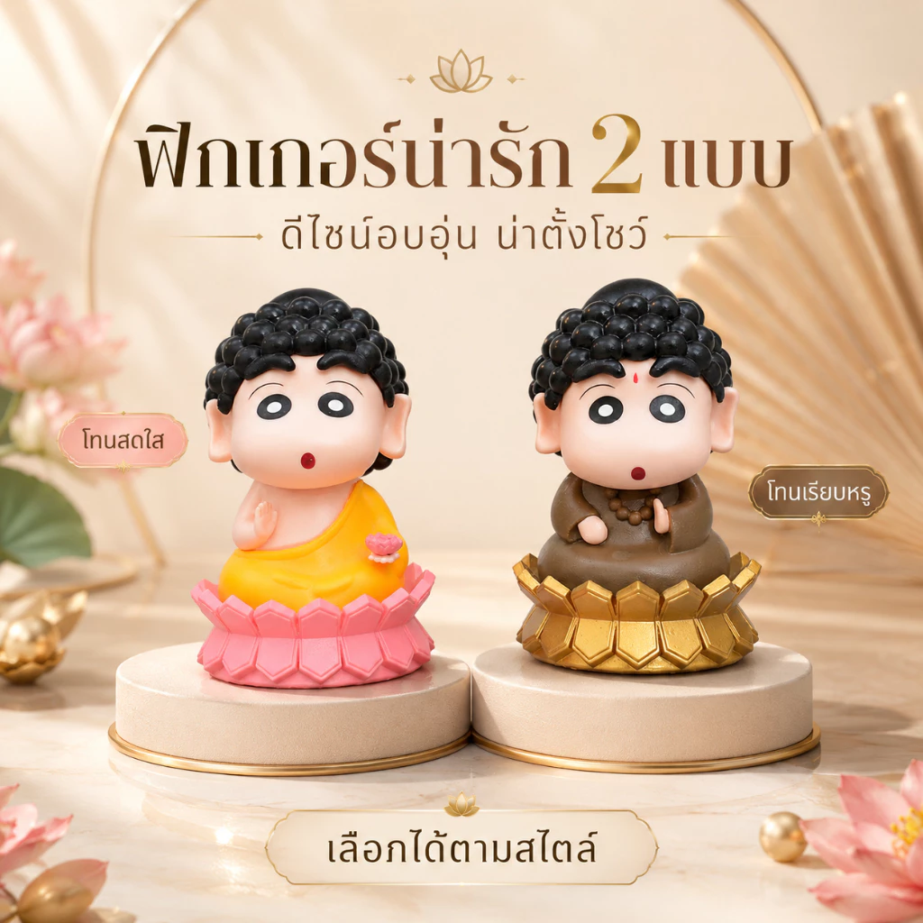 โมเดลฟิกเกอร์ชินจัง คอสเพลย์นั่งสมาธิ ฐานดอกบัว ตุ๊กตาการ์ตูนน่ารัก ของตกแต่งรถยนต์ โต๊ะทำงาน ของขวัญ A00070 thumbnail 3