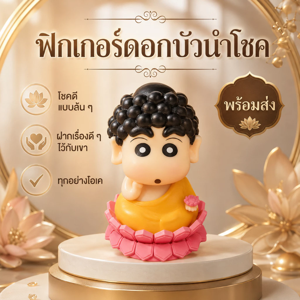 โมเดลฟิกเกอร์ชินจัง คอสเพลย์นั่งสมาธิ ฐานดอกบัว ตุ๊กตาการ์ตูนน่ารัก ของตกแต่งรถยนต์ โต๊ะทำงาน ของขวัญ A00070 thumbnail 6