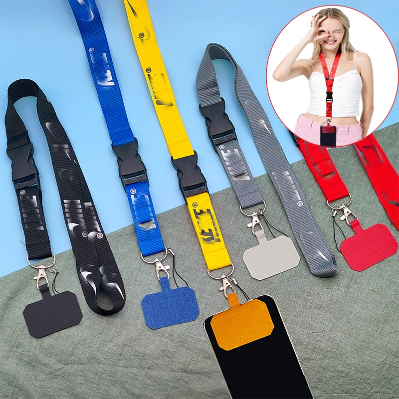 สายคล้องคอ NK 5 สี + แผ่นรองเชื่อมต่อเคสโทรศัพท์ สําหรับพวงกุญแจสลิงโทรศัพท์มือถือ และสายคล้องบัตรประจําตัว ป้องกันการสูญหาย