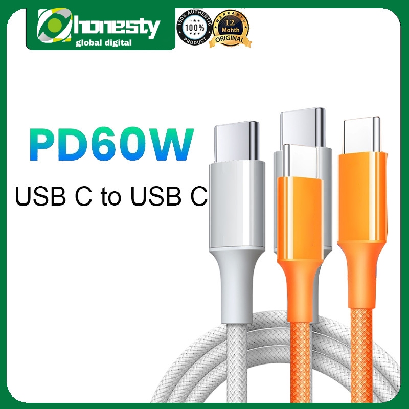 UGREE N สาย 60W สายถัก USB C เป็น USB C สายชาร์จเร็ว ราคาถูก Shopee Lazada