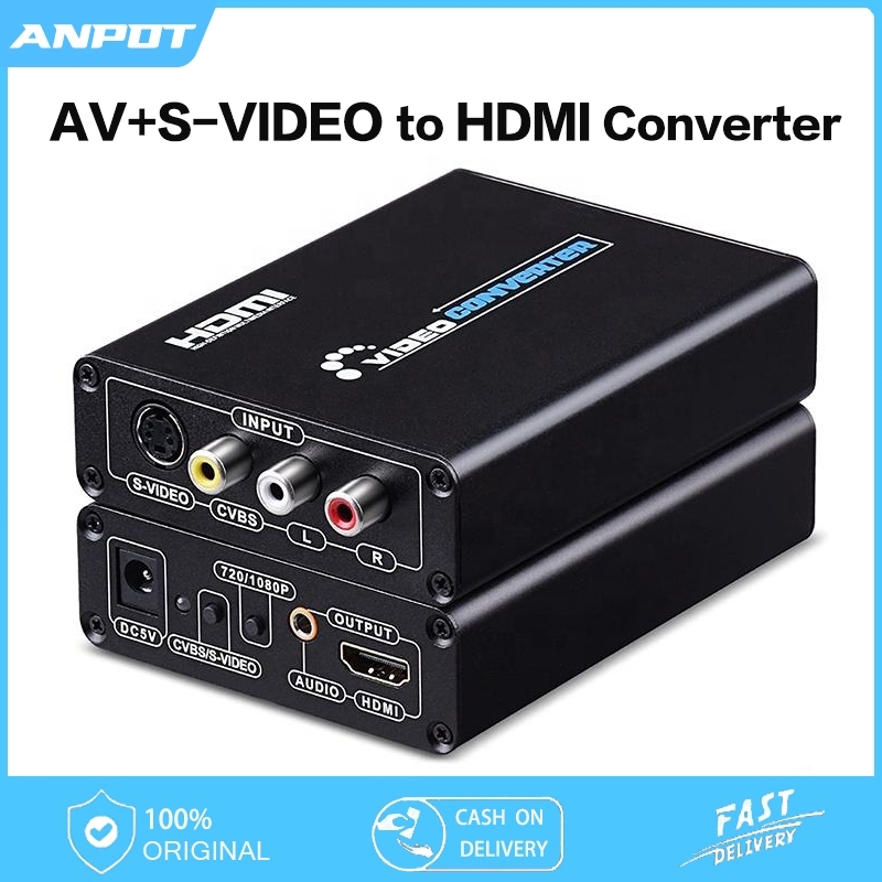 AV(CVBS)+S-Video to HDMI 1080P Converter 3RCA Video AV/CVBS/S-Video R/L Audio to HDMI Converter for 
