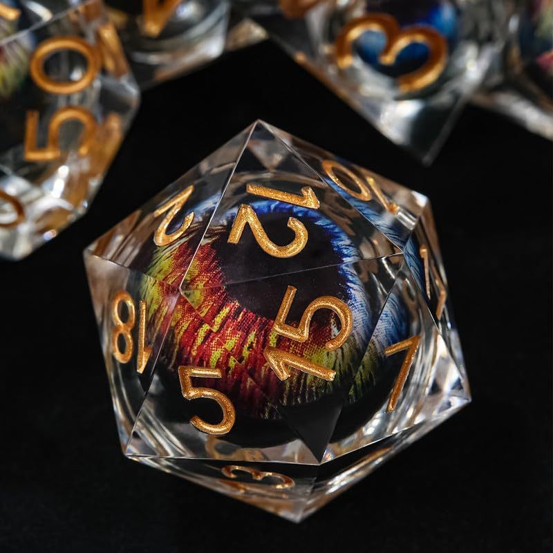 Dragon Eye DND ลูกเต๋าเรซิ่น Liquid Core Polyhedral RPG D & D ลูกเต๋ากล่อง, D & D ลูกเต๋าสําหรับบทบา