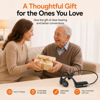 【จัดส่งในท้องถิ่น】Retekess TT042 Bone Conduction เครื่องช่วยฟังผู้สูงอายุ แบบเปิดหู ใส่ง่าย เสียงทีวีชัด ปรับเสียงง่าย