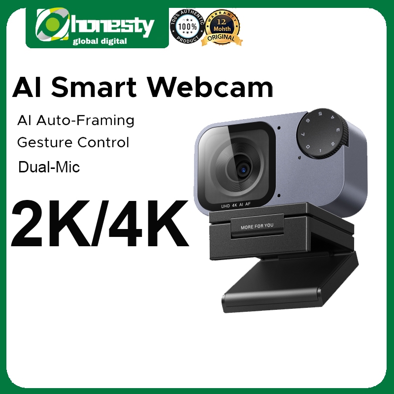 GREEN FineCam Pro 4K 2K WebcamDual Mic AI Auto Framing Face-Centering Dual AI Noise-Cancelling Mics 