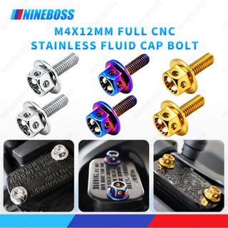 M4X12mm Full CNC STAINLESS FLUID CAP BOLT For CLICK NMAX MIO PCX AEROX ADV Flower Design
