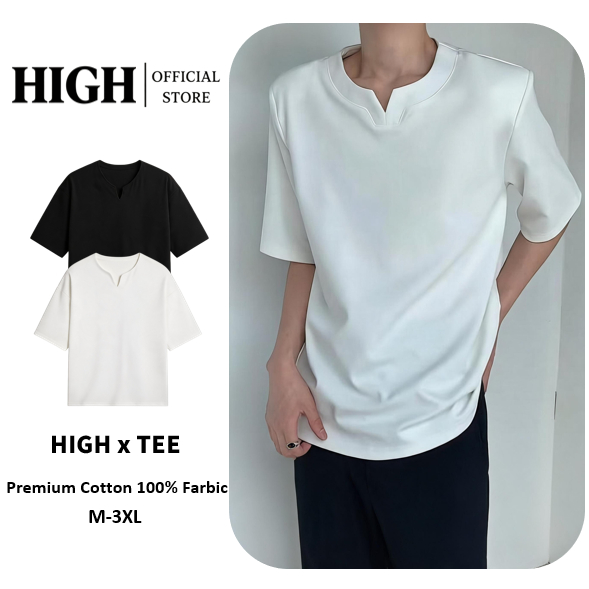 เสื้อยืดผู้ชายที่เป็นผู้ใหญ่และมั่นคงพร้อมสัมผัสแห่งดีไซน์และสัมผัสแห่งความหรูหราคอวีแขนสั้น