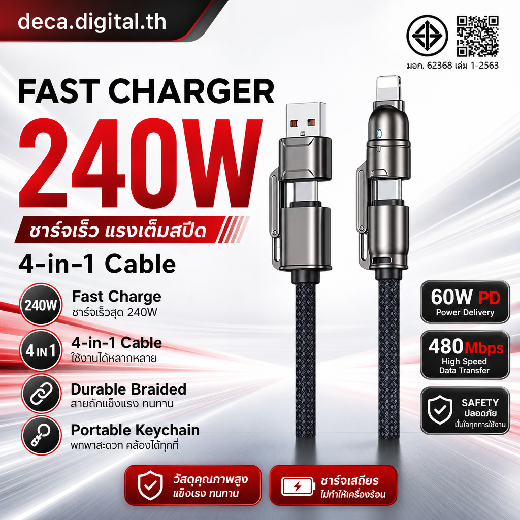 สายชาร์จเร็ว Type-C PD 60W C-C/C-iOS พวงกุญแจคล้องคอ 0.3M/1.2M ถักไนลอน หัวซิงค์อัลลอย 5A โอนข้อมูล 