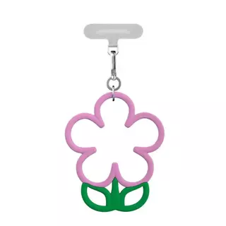 CASE สไตล์ใหม่ Marimekko Marimekko ดอกไม้สีชมพูสายรัดข้อมือดอกไม้ซิลิโคนการ์ตูน Letter Charm Anti-Lost Key แหวนจี้โทรศัพท์มือถือ