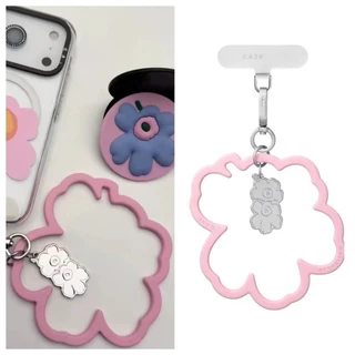 CASE สไตล์ใหม่ Marimekko Marimekko ดอกไม้สีชมพูสายรัดข้อมือดอกไม้ซิลิโคนการ์ตูน Letter Charm Anti-Lost Key แหวนจี้โทรศัพท์มือถือ