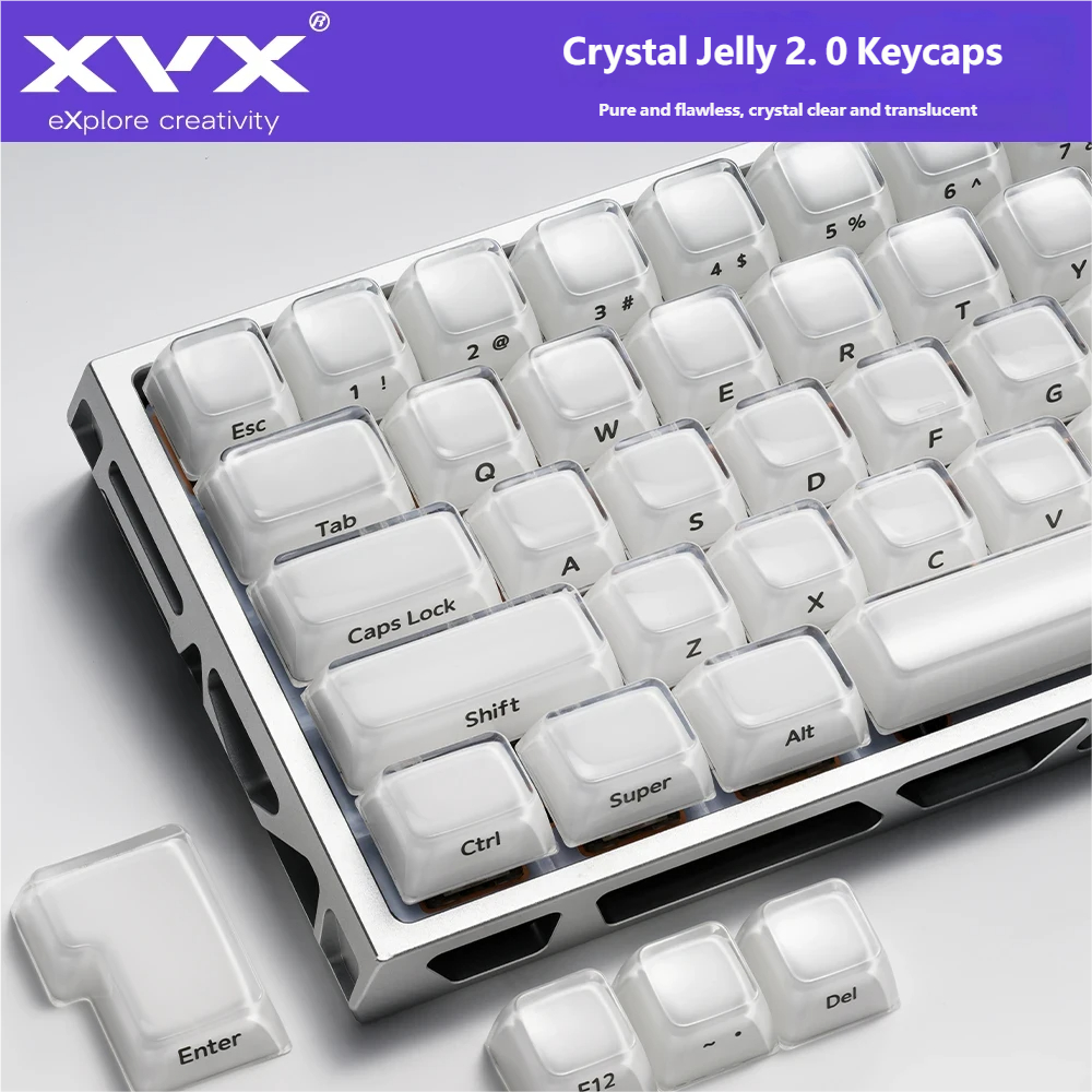 XVX Crystal Jelly 2.0 Keycap ABS + PC MDA ความสูงด้านข้างแกะสลักแกนแม่เหล็กฝาครอบคีย์บอร์ดแบบกลไก