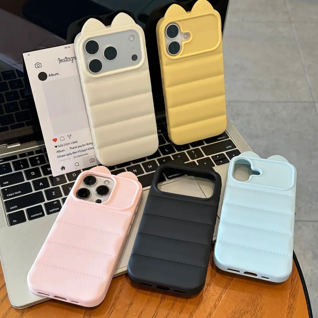 【Cute cat ears TPU soft case/Large window/Pink】เคส compatible for iPhone 11 12 13 14 15 16 17 pro max case