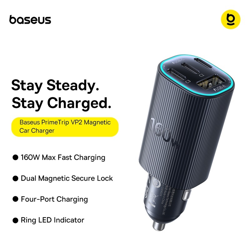 Baseus PrimeTrip VP2 Magnetic Car Charger 25N การดูดซับแม่เหล็กที่แข็งแกร่ง