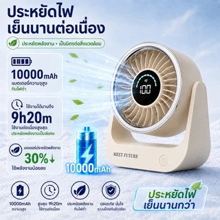 พัดลมพกพาไร้สาย 10000mAh ชาร์จ USB ลมแรง 5 ระดับ พัดลมตั้งโต๊ะ มินิพัดลม แคมป์ปิ้ง เดินทาง ออฟฟิศ