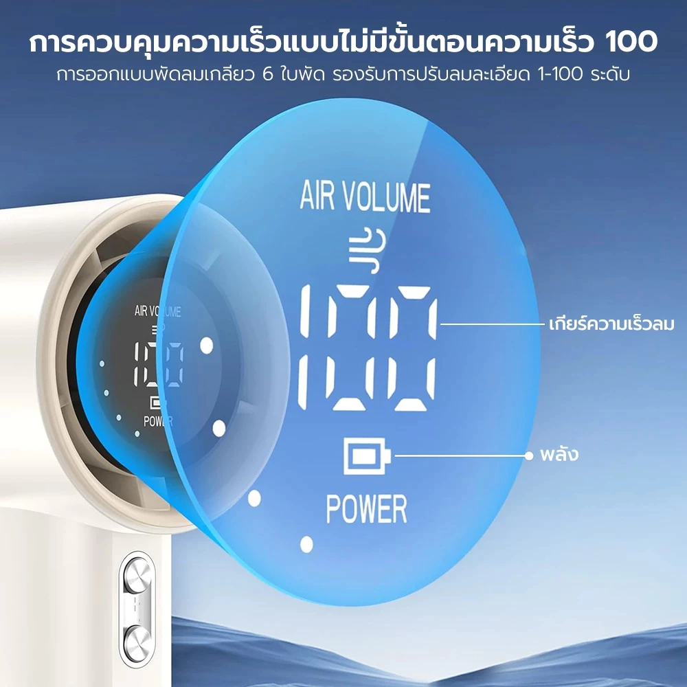 Jamjake พัดลมมือถือพกพา 4000mAh จอ LED ปรับความเร็ว 100 ระดับ thumbnail 5