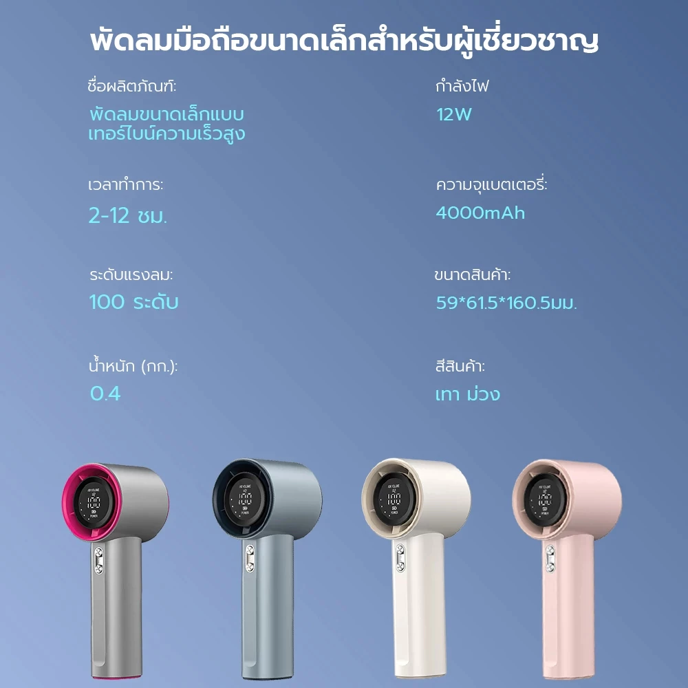 Jamjake พัดลมมือถือพกพา 4000mAh จอ LED ปรับความเร็ว 100 ระดับ thumbnail 9