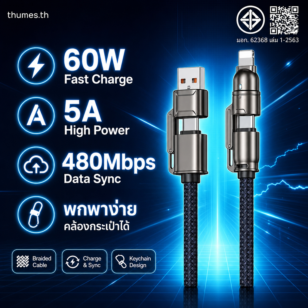 สายชาร์จเร็ว Type C ถึง Type C / Type C ถึง iOS PD60W 27W 0.3M 1.2M สายถักโลหะซิงค์อัลลอย พวงกุญแจสา
