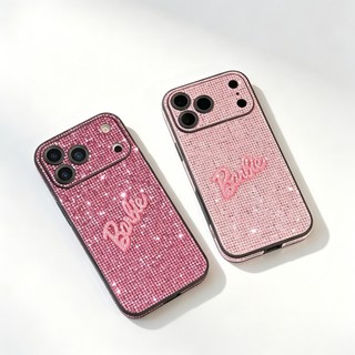 Sparkling Diamond Rose Pink เคสโทรศัพท์สําหรับ iPhone 17 Pro Max 17 16 15 14 13 12 11เคสไอโฟน