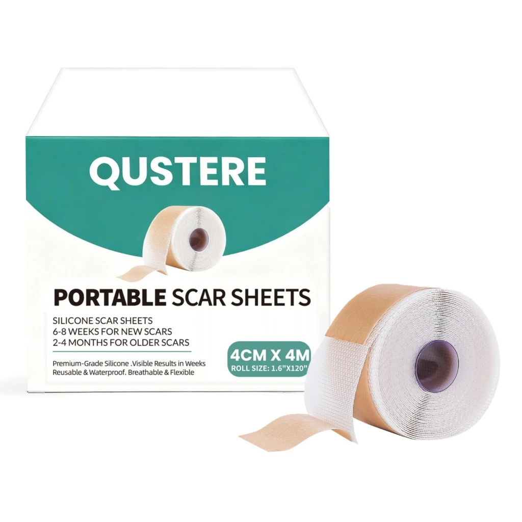 QESTERE Pre-cut Silicone Skin Care Tape ม้วน 4 เมตร (1.6 นิ้ว x 60 นิ้ว) – เทปอ่อนโยนและกันน้ําออกแบบสําหรับผิวแพ้ง่าย