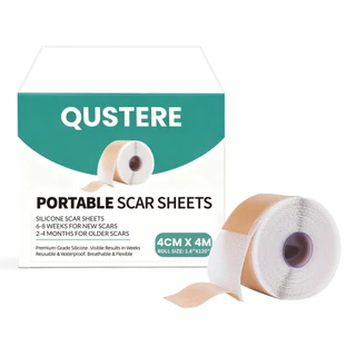QESTERE Pre-cut Silicone Skin Care Tape ม้วน 4 เมตร (1.6 นิ้ว x 60 นิ้ว) – เทปอ่อนโยนและกันน้ําออกแบบสําหรับผิวแพ้ง่าย
