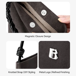 BOSTANTEN Teddy Bag กระเป๋าผู้หญิงหนังกลับสัมผัสนุ่ม น้ำหนักเบา สายสะพายปรับได้ 3in1 กระเป๋าสะพายข้างแฟชั่น