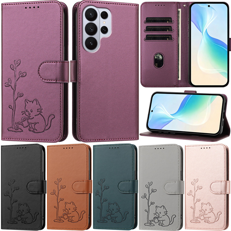 หรูหราสําหรับ Samsung Galaxy S25 FE S26 Ultra S25 Ultra S24 Ultra S26 Plus S24 FE S25 Plus S24 Plus S25 Edge กระเป๋าสตางค์หนัง PU ช่องใส่การ์ดผิวพลิกขาตั้ง Mutiple ฝาครอบกรณี