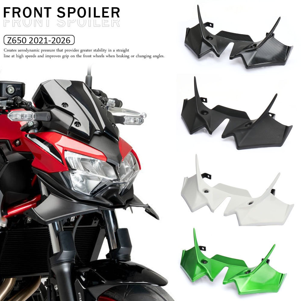 Ultrasupplier รถจักรยานยนต์สปอยเลอร์ด้านหน้า Fairing Winglet Aerodynamic Wing Cover Trim สําหรับ Kawasaki Z650 Z 650 z650 2021-2026