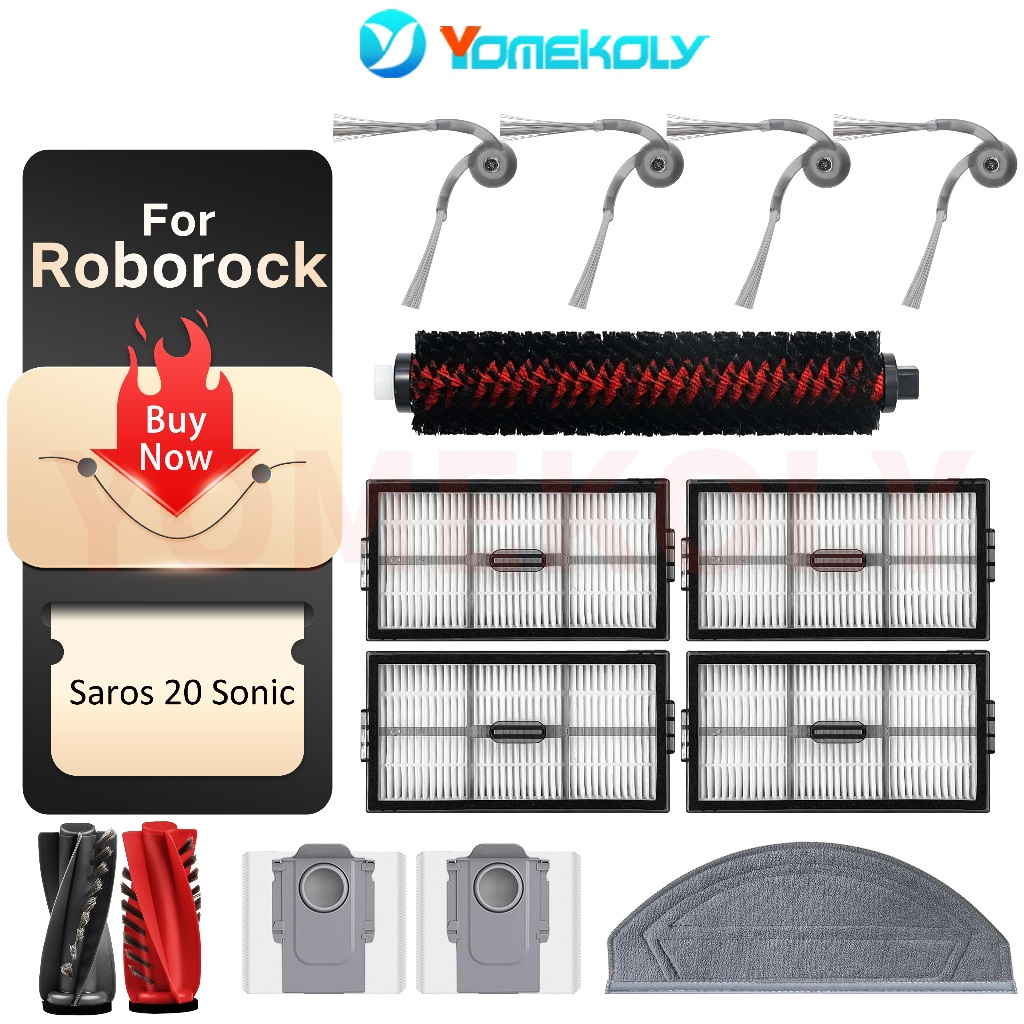 สําหรับ Roborock Saros 20 Sonic สูญญากาศอะไหล่ลูกกลิ้งหลักแปรงด้านข้าง HEPA FILTER Mop ผ้าฝุ่นกล่องกรองผู้ถือชุดอุปกรณ์เสริม