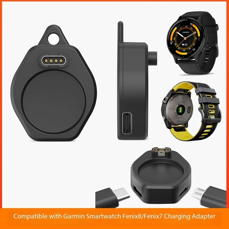 TYPE C/ อะแดปเตอร์ USB Charger Converter แบบพกพา USB เป็นอะแดปเตอร์แม่เหล็กสําหรับ Garmin fenix 5/6/7/8 venu sq/2/2s/s70