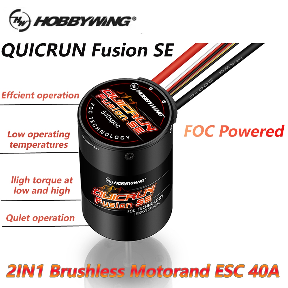 Hobbywing Quicrun Fusion SE 40A 1800kv 1200kv รวมมอเตอร์ ESC สําหรับ 1/10 1/8 Rc รุ่นรถ Crawler อุปกรณ์เสริม