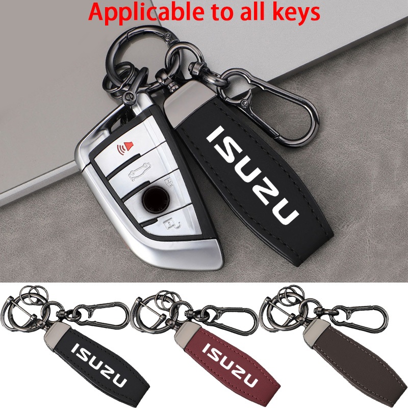 Isuzu Car รถอีซูซุ โลโก้พิเศษของพวงกุญแจหนังระดับไฮเอนด์เหมาะสําหรับกุญแจทั้งหมด