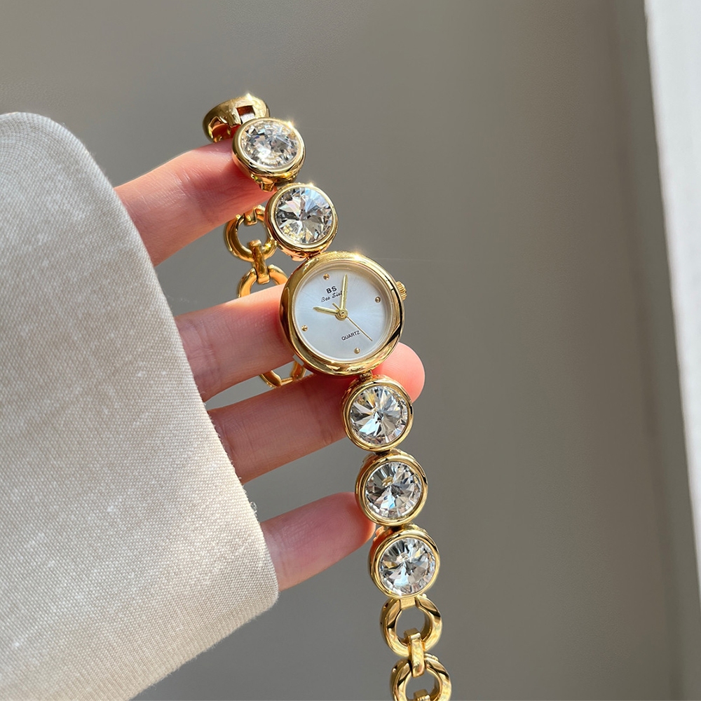 BS Bee Sister Quartz นาฬิกาผู้หญิงสร้อยข้อมือเพชรคริสตัลสีสันสดใสนาฬิกาสุภาพสตรี
