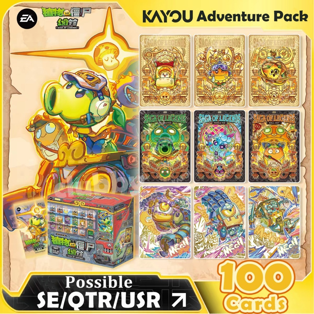 การ์ด Plants vs Zombies 100 การ์ด Kayou Peashooter TCG หายาก SE/QTR/USR Game Merch สะสม