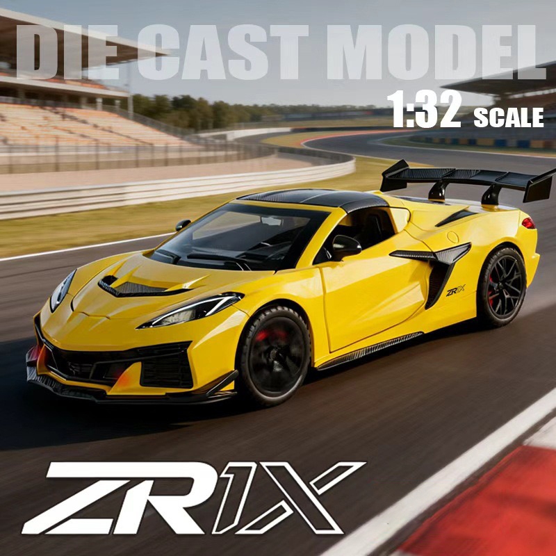 1:32 Scale Corvette C8ZR1Xรถรุ่นDiecastรถเสียงรถคนรักคอลเลกชันเด็กของขวัญวันเกิดโลหะของเล่นเด็ก