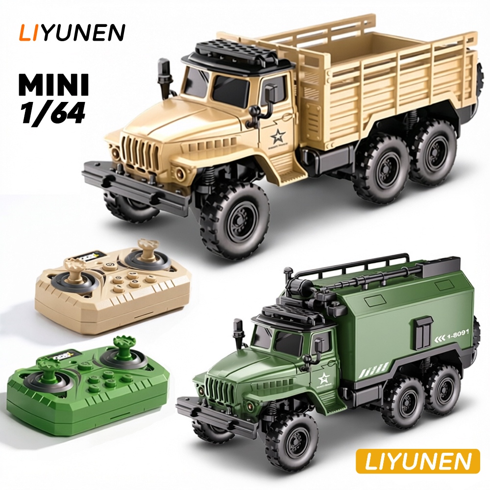 1:64 Mini Alloy RC Military Truck Car,รีโมทคอนโทรลแบบDual-Mode & App Control,USB-Cชาร์จOff-Road RC Carพร้อมไฟLED,สําหรับเด็กและผู้ใหญ่