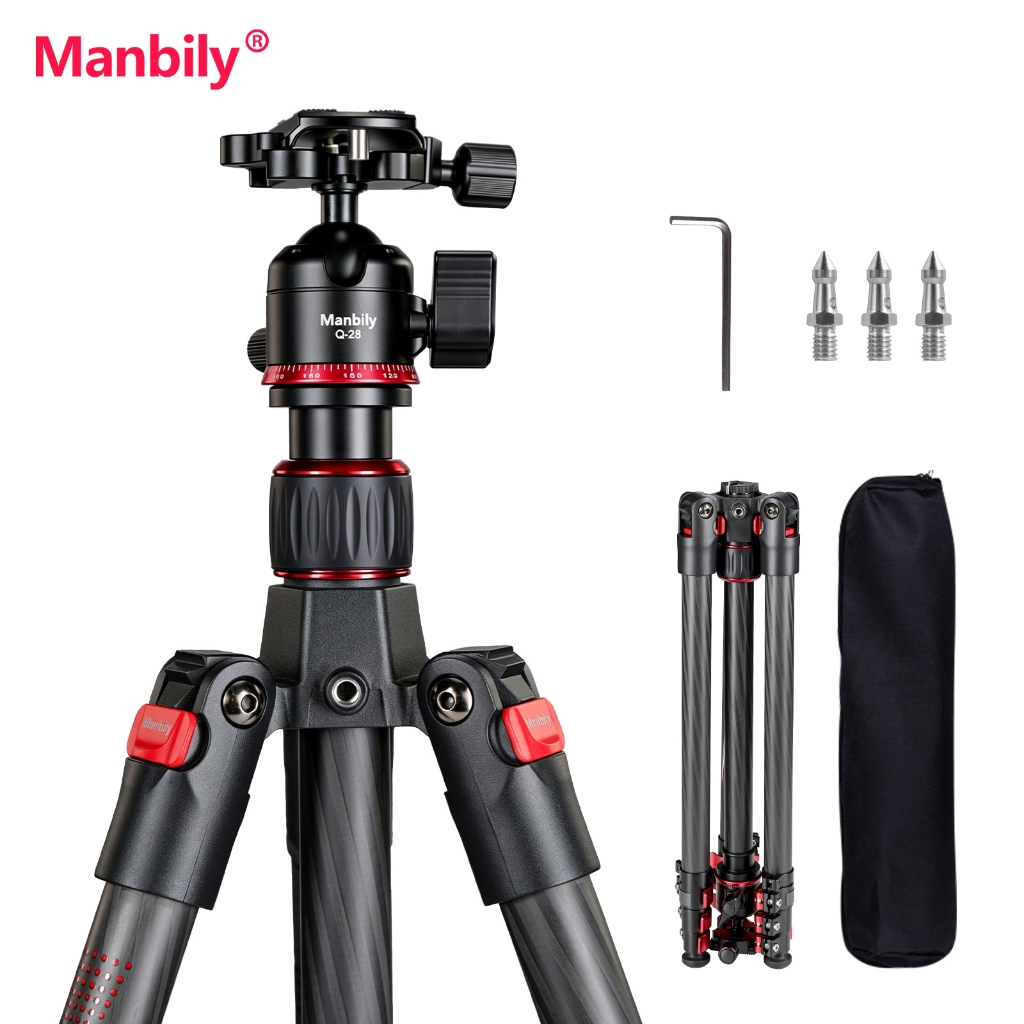 Manbily PH-20 ขาตั้งกล้องถ่ายภาพคาร์บอนไฟเบอร์พร้อม Q-28 360° หัวบอลพาโนรามา Max.Load 10กก