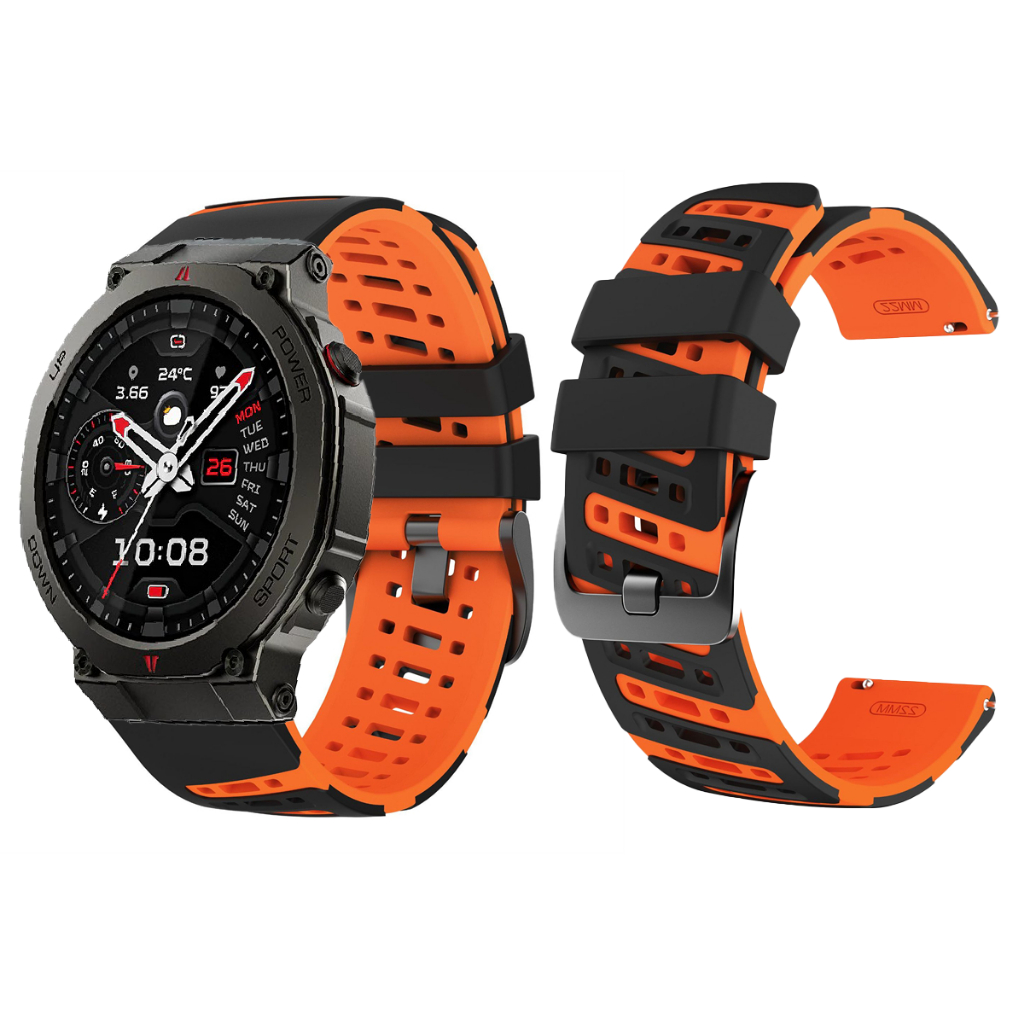 สําหรับ <Black Shark GS3/GS3 Ultra> สายนาฬิกาซิลิโคน, 22 มม.รูเอียงสายนาฬิกาทูโทน, อุปกรณ์เสริมนาฬิกาสไตล์ใหม่