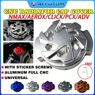 AFFOTOM 1PC Universal CNC Motorcycle Radiator Cap Aluminum Alloy Waterproof &Durable&Sturdy For NMAX/AEROX/CLICK/PCX/ADV ETC Modified Accessories-Free Tools