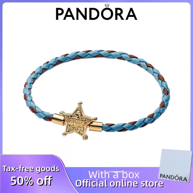 ขายร้อน 100% S925 เงินสเตอร์ลิง Pandora คู่สุภาพสตรี DIY ของขวัญวันเกิด Disney และ Petes Toy Story สไตล์สร้อยข้อมือป้ายตํารวจรูปดาว