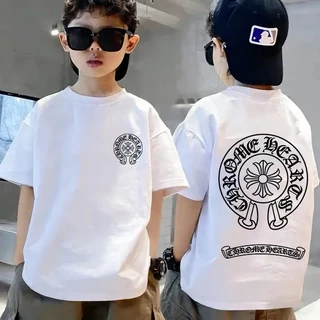 NASA เสื้อยืดเด็ก ผ้าฝ้าย 100% ลายแบรนด์เนมสุดเท่ ระบายอากาศดี เหมาะสำหรับเด็กอายุ 1-12 ปี ใส่ได้ทุกสไตล์