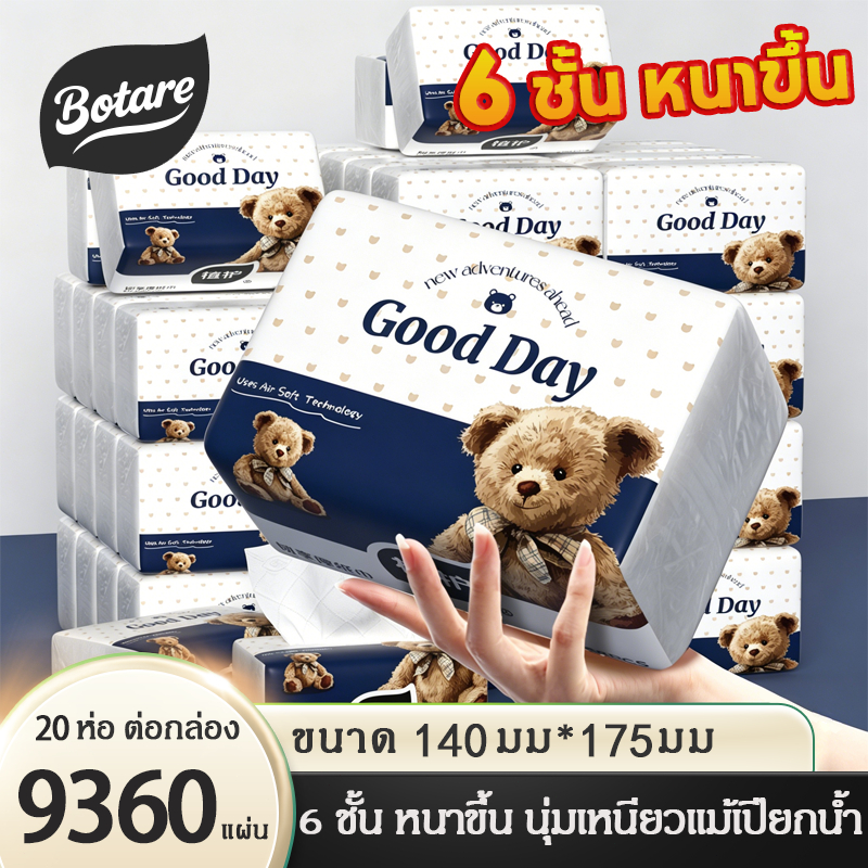 【6 ชั้น หนาพิเศษ】ทิชชู่ กระดาษทิชชู่ ทิชชู่แบบดึงแขวนได้ เหมาะสำหรับแม่และเด็ก ลายหมีตัวน้อย
