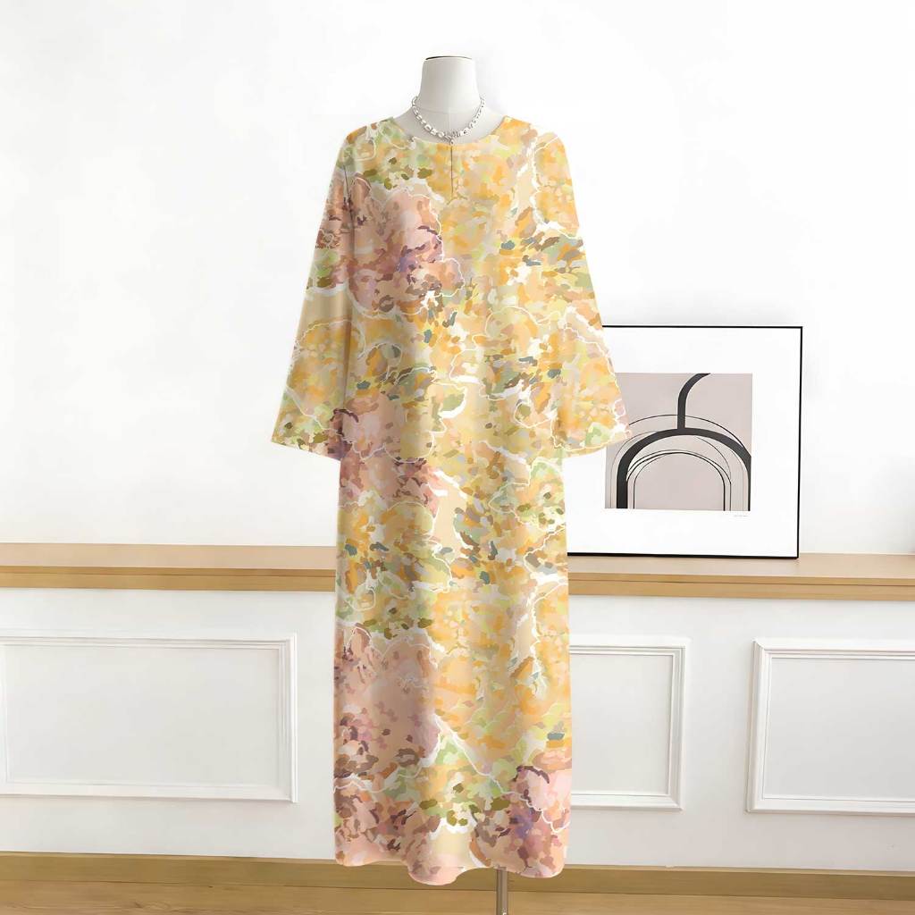 Kaftan Kejurawaton, Farhah, Saiz Bebas, Zip Halimunan ไม่ซีทรู ผ้าเครปเกาหลีระดับพรีเมียม นุ่ม สบาย 