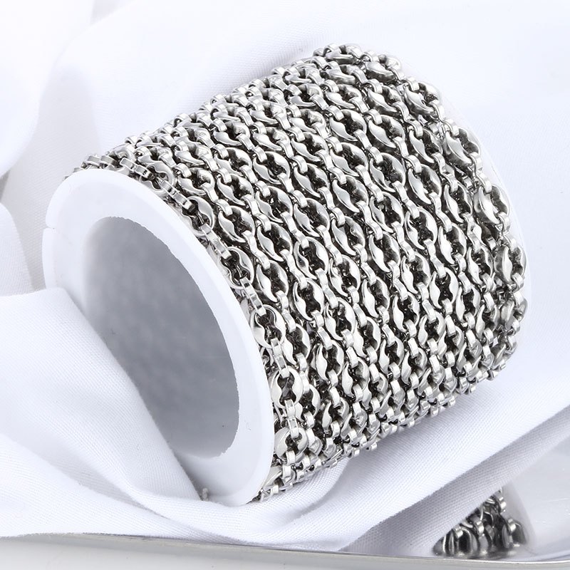 1M สแตนเลสสตีลเมล็ดกาแฟ Link Chains สําหรับเครื่องประดับ DIY ทําสร้อยคอ Chokers สร้อยข้อมืออุปกรณ์เสริม
