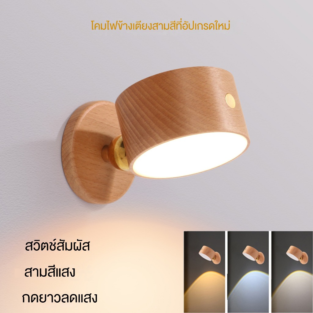 โคมไฟติดผนังชาร์จ USB LED อ่านหนังสือข้างเตียง พร้อมแม่เหล็ก สําหรับห้องนอน ทางเดิน ระเบียง