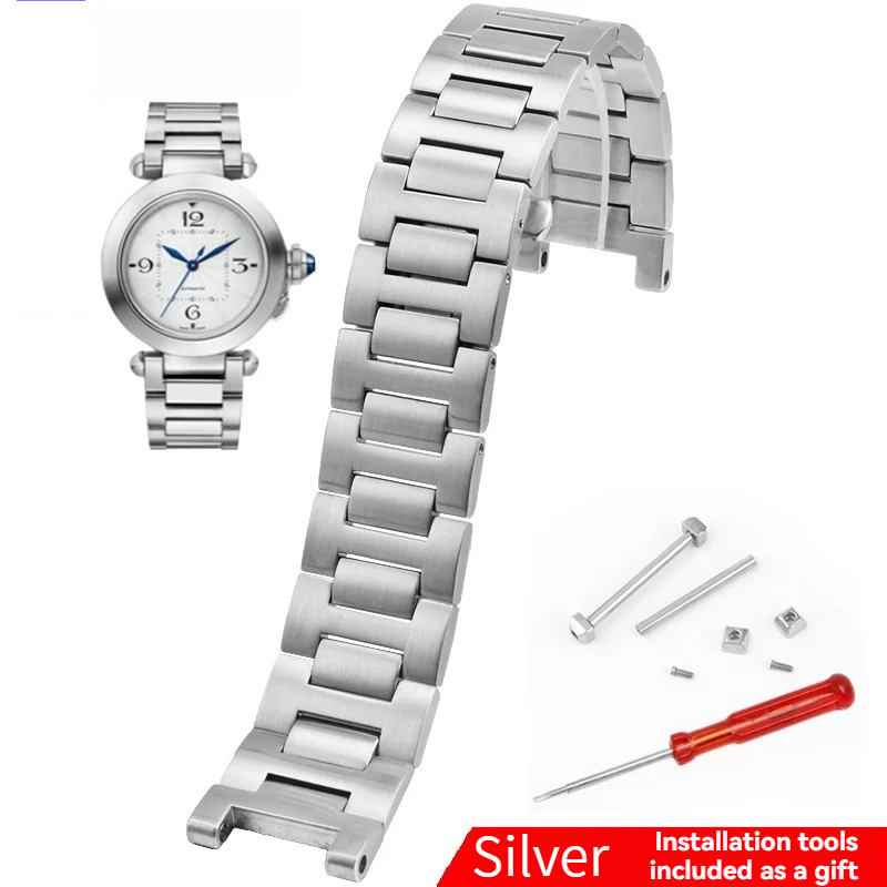 สายสแตนเลสผู้ชายปรับให้เข้ากับ Cartier Pasa PASHA Series Notch Watch Bracelet 22mm Watch Accessories