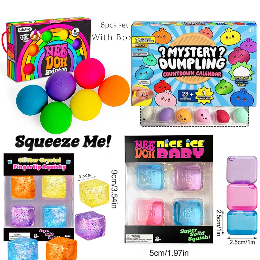 NeeDoh Nice Ice Baby Squishy Ice Cube ของเล่นปฏิทินจุติ 24 วัน Surprise Squeeze Fidget ของเล่นสําหรับของขวัญเด็ก