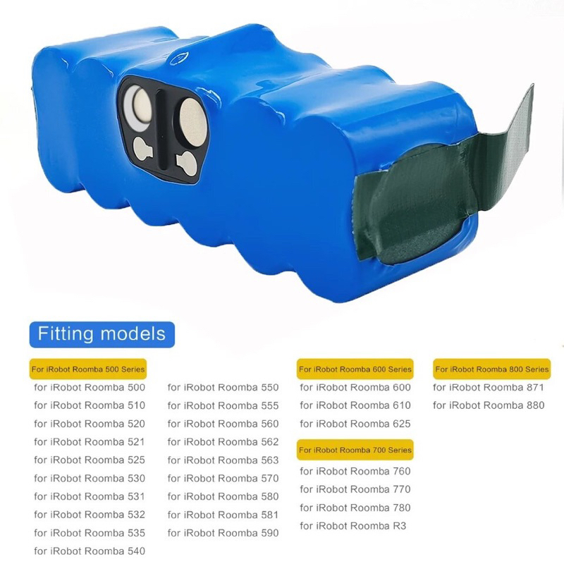 แบตเตอรี่หุ่นยนต์ดูดฝุ่น iRobot Roomba 500 600 700 800 620 650 770 780 580 Series NI-MH battery 1280